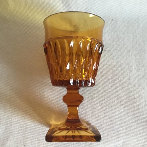 Mid-Century Amber Goblet / Stemmed Glass - Picture 3 of 4